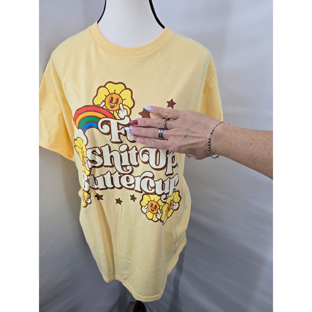Spencer's F*** S*** Up Buttercup Yellow Graphic T-Shirt Medium NWT